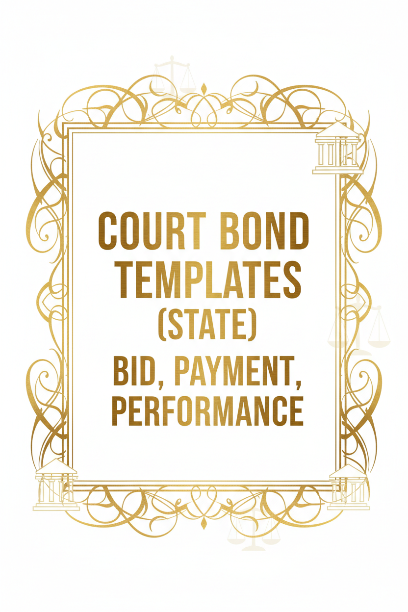 COURT BOND TEMPLATES (STATE) BID,PAYMENT, PERFORMANCE